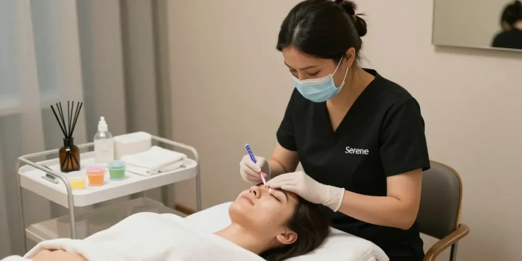 Waxing Colchester: Professional technician providing a Brazilian wax in a tranquil salon environment.